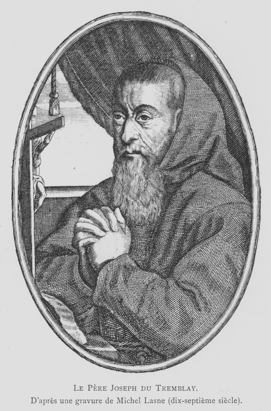 Francois Leclerc du Tremblay, fransk kapucinerbroder og rådgiver og agent for kardinal Richelieu, kendt som Fader Joseph og Eminence Grise (Grå Eminence) (litho) af Michel Lasne