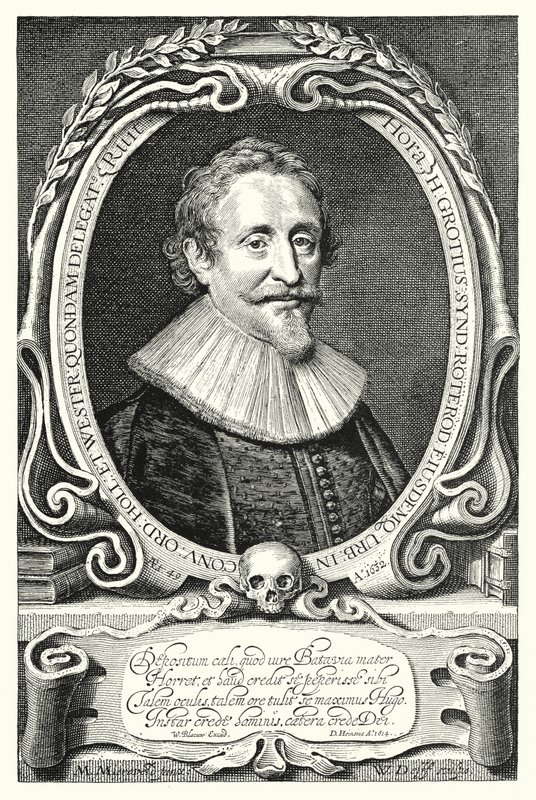 Hugo Grotius, hollandsk jurist, teolog; filosof og forfatter (gravering) af Michiel Jansz. van (after) Miereveld