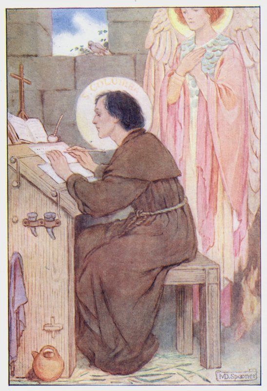 Saint Columba (farve litho) af Minnie Didbin Spooner