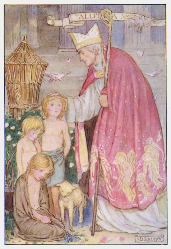 Saint Gregory (farve litho) af Minnie Didbin Spooner