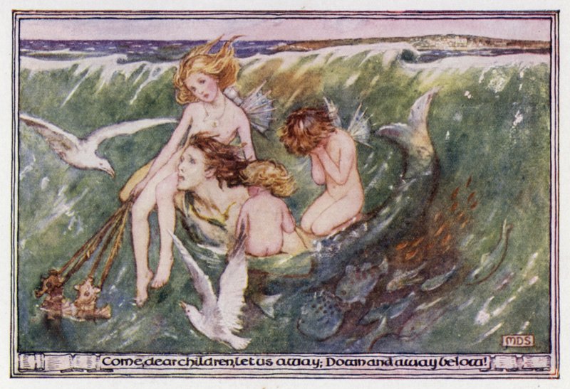 Den forladte havmand. Matthew Arnold (farve litho) af Minnie Didbin Spooner