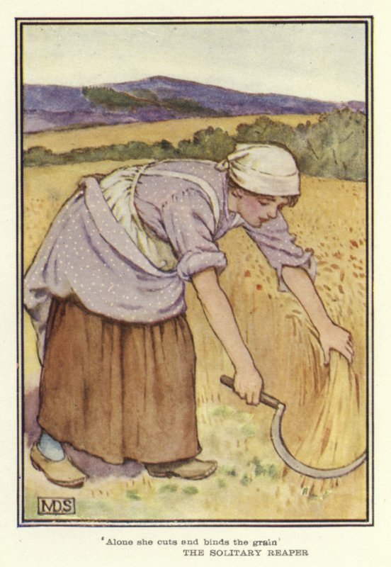 The Solitary Reaper (farve litho) af Minnie Didbin Spooner