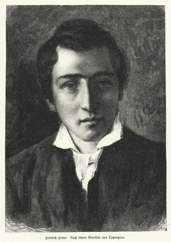 Heinrich Heine, tysk digter (litho) af Moritz Daniel Oppenheim