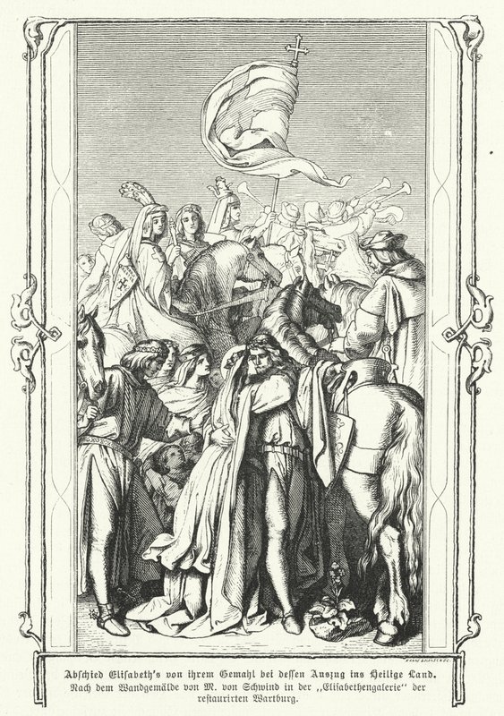 Skt. Elizabeth af Ungarn siger farvel til sin mand, Ludvig IV, Landgrave of Thüringen, da han tager afsted for at deltage i det sjette korstog af Moritz Ludwig von Schwind