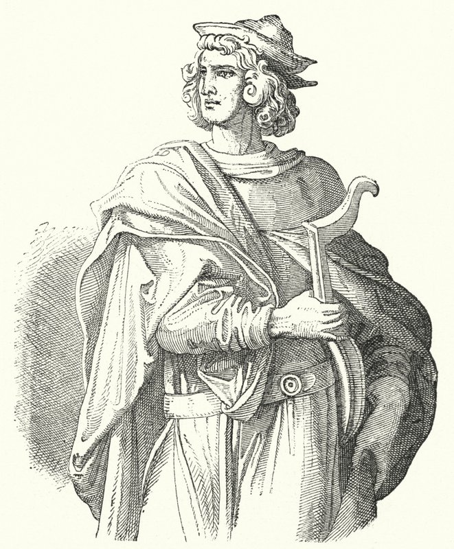 Walther von der Vogelweide, mellemhøjtysk lyriker (gravering) af Moritz Ludwig von Schwind