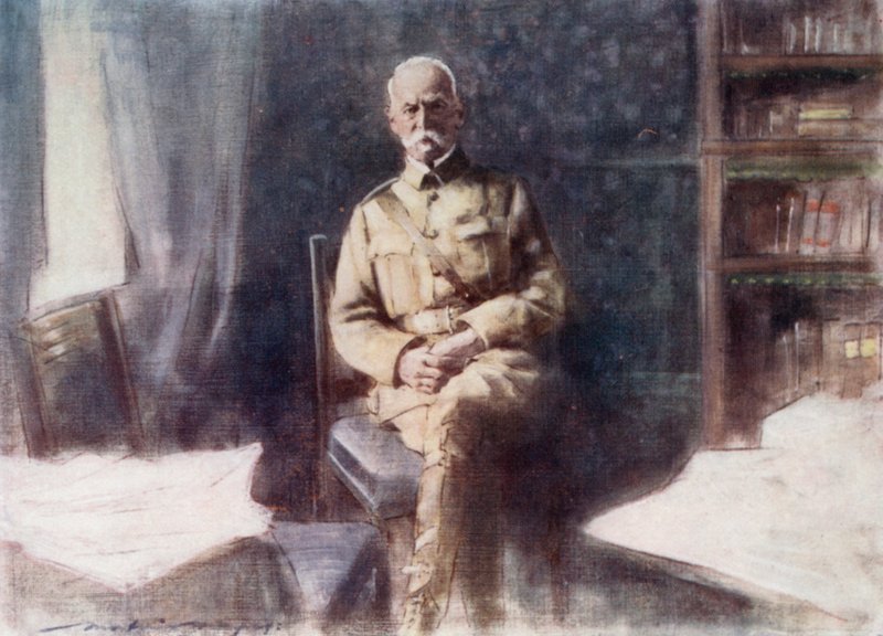 Lord Roberts i sit studie i hovedkvarteret, Bloemfontein af Mortimer Ludington Menpes