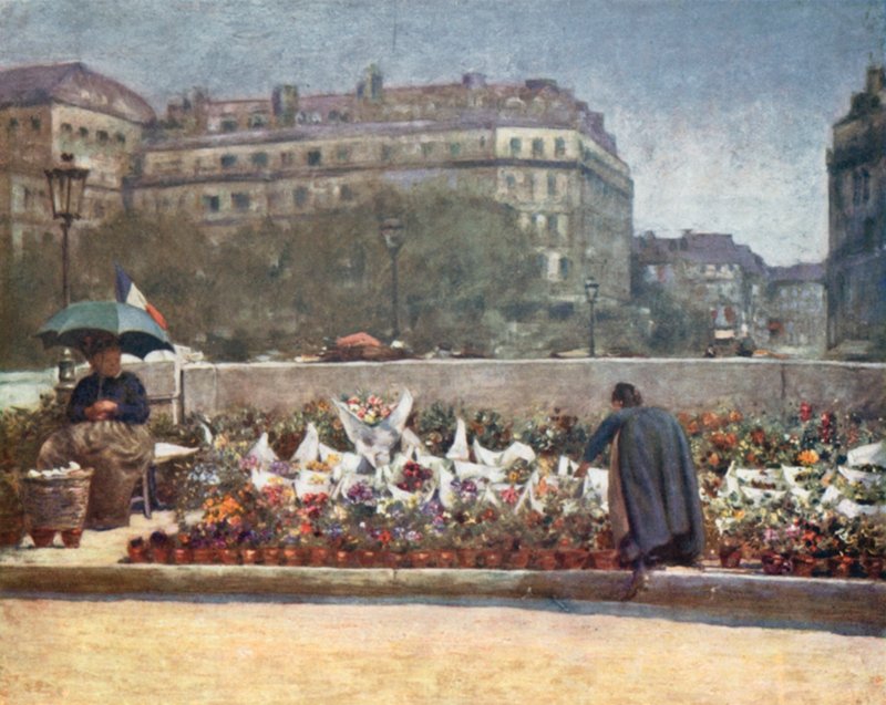 Et blomstermarked af Mortimer Ludington Menpes