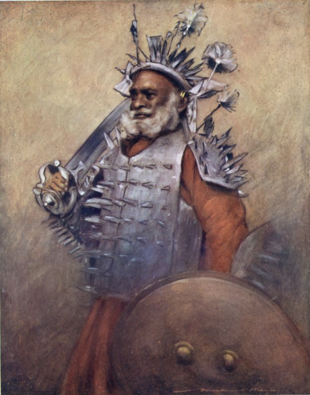 A Formidable Warrior of Rewa (farve litho) af Mortimer Ludington Menpes
