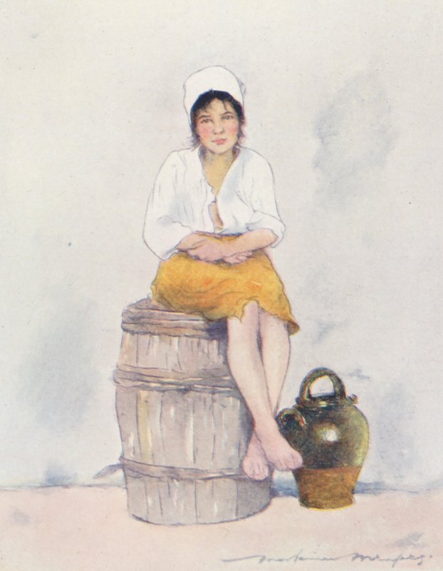 A Little Water-Carrier (farvelitografi) af Mortimer Ludington Menpes