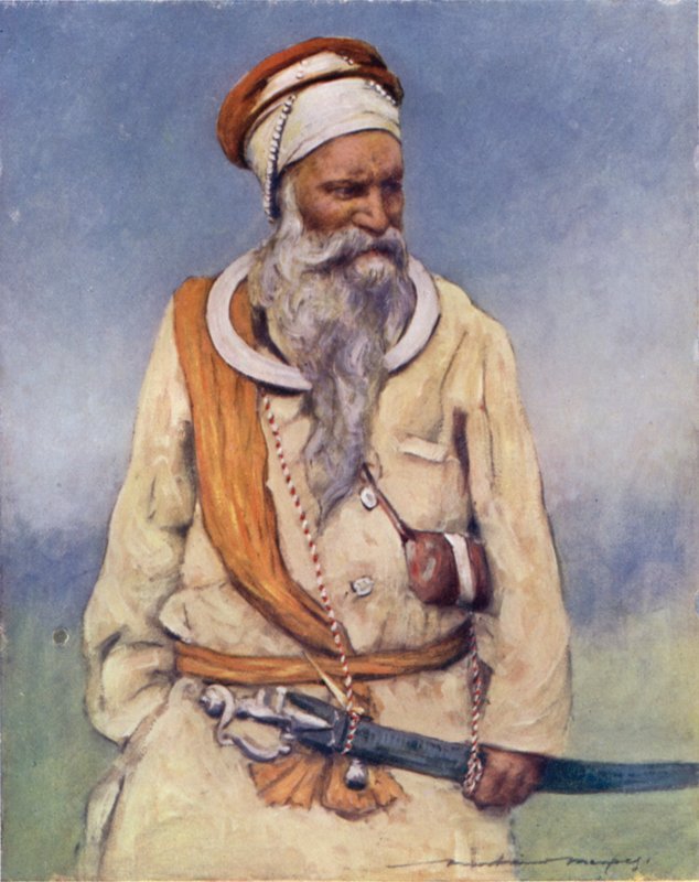 A Sikh Warrior (farve litho) af Mortimer Ludington Menpes