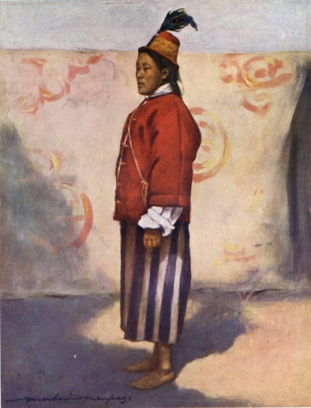 En soldat fra Maharajaen af Sikkim (farve litho) af Mortimer Ludington Menpes