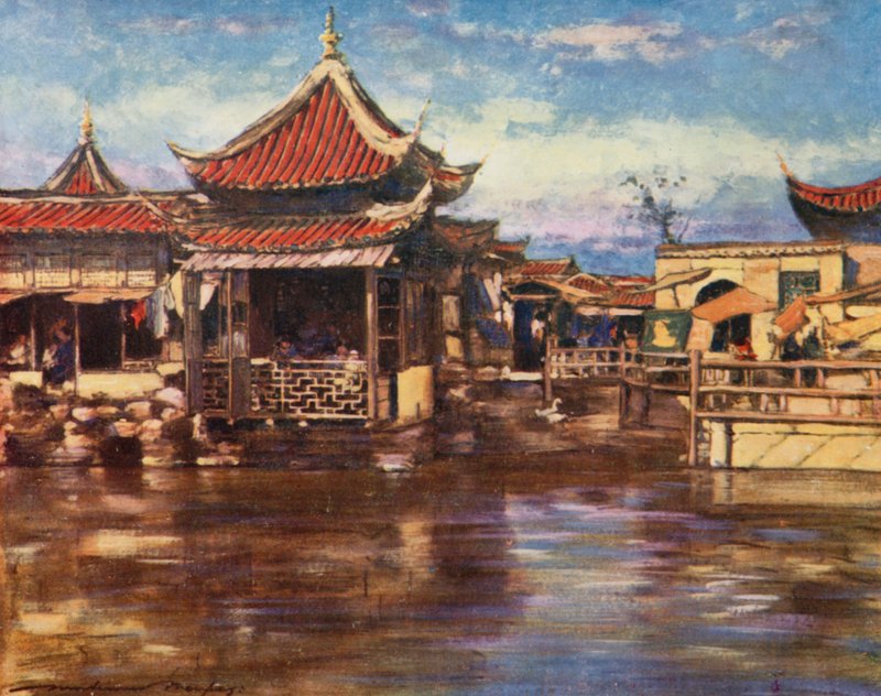Et tehus, Shanghai af Mortimer Ludington Menpes
