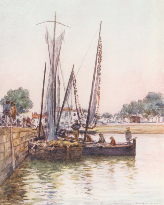 Fiskerbåde, Concarneau (farvelitografi) af Mortimer Ludington Menpes