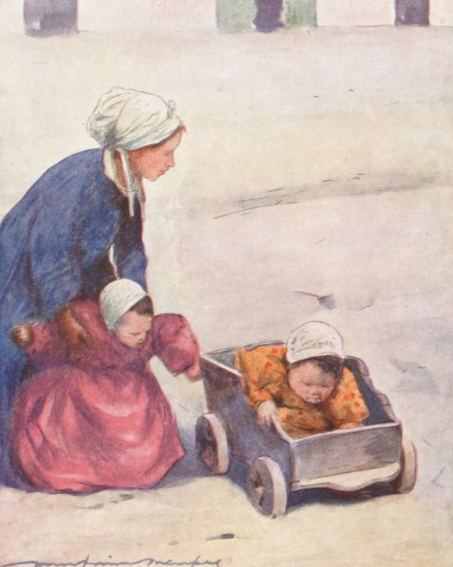 Minding the Babies (farvelitografi) af Mortimer Ludington Menpes