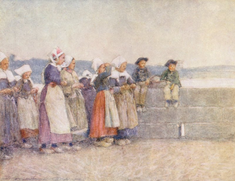Udkig til fiskerflåden, Concarneau (farvelitografi) af Mortimer Ludington Menpes
