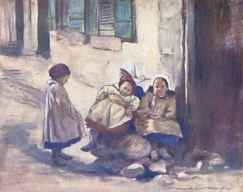 Verdens børn: Breton, en familie (farvelitografi) af Mortimer Ludington Menpes