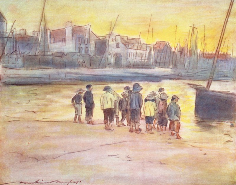 Verdens børn: Breton, ved Concarneau (farvelitografi) af Mortimer Ludington Menpes