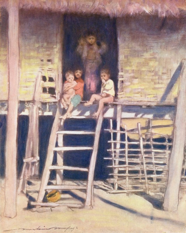 Verdens børn: Burmesisk, The Steps (farvelitografi) af Mortimer Ludington Menpes