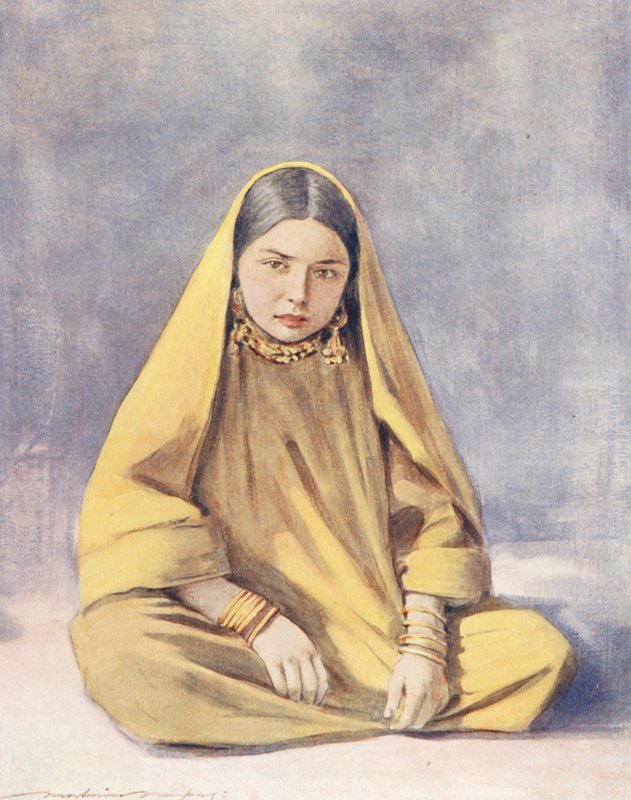 Verdens børn: Cashmere, A Stolid Sitter (farvelitografi) af Mortimer Ludington Menpes