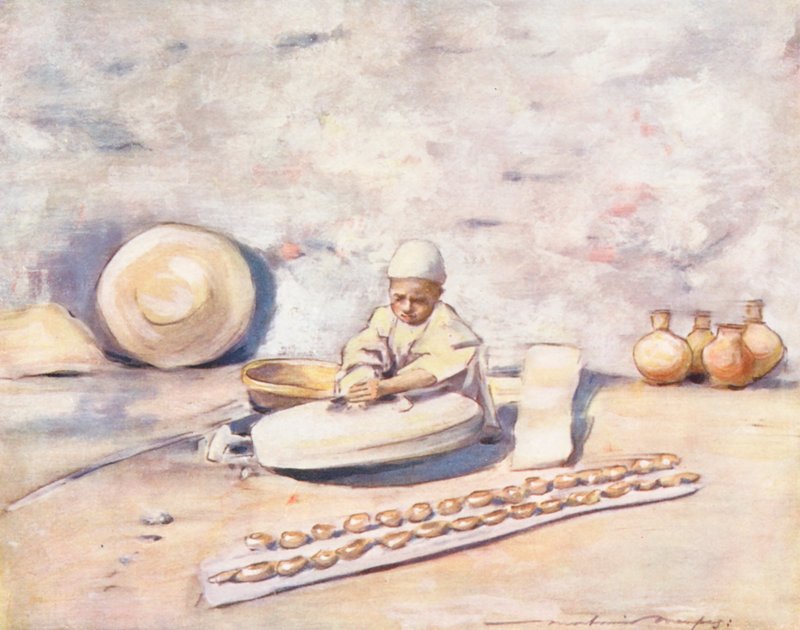 Verdens børn: Cashmere, The Potter (farvelitografi) af Mortimer Ludington Menpes