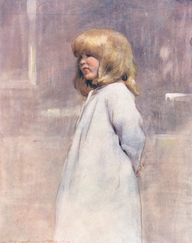 Verdens børn: Engelsk, Going to Bed (farvelitografi) af Mortimer Ludington Menpes