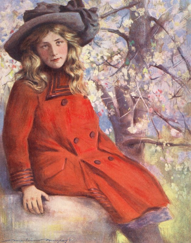 Verdens børn: Engelsk, May Blossoms (farvelitografi) af Mortimer Ludington Menpes