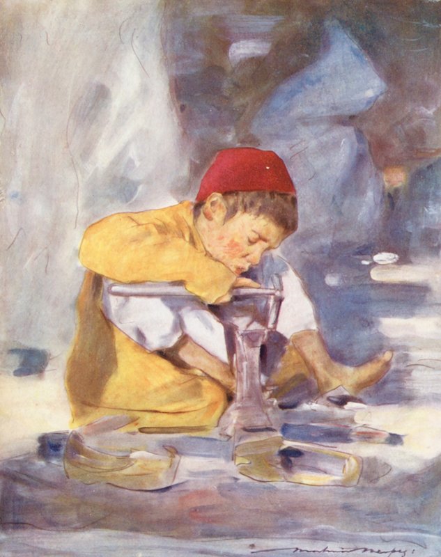 Verdens børn: Indian, A Young Worker (farvelitografi) af Mortimer Ludington Menpes