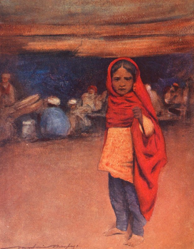 Verdens børn: Indian, The End of the Day (farvelitografi) af Mortimer Ludington Menpes