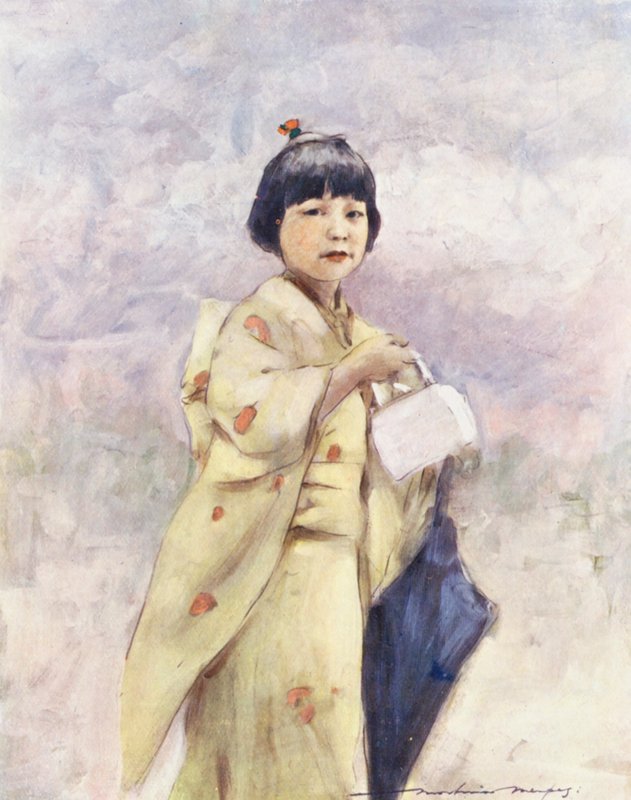 Verdens børn: Japansk, ude at shoppe (farvelitografi) af Mortimer Ludington Menpes