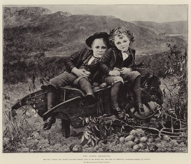To små emigranter, den ærede Dudley og Archie Hamilton Gordon, sønner af den ærede jarl af Aberdeen, Canadas generalguvernør af Mrs. Louisa Starr Canziani