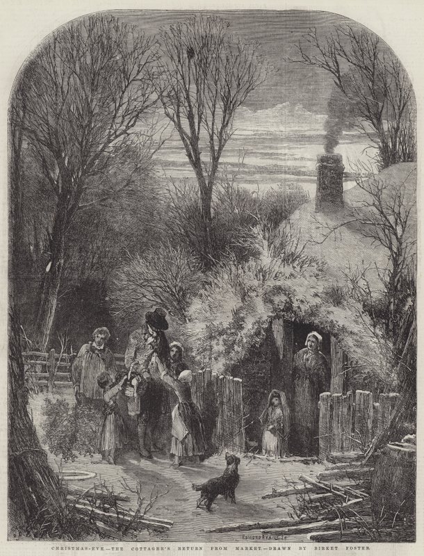 Juleaftensdag, sommerhusbeboerens hjemkomst fra markedet af Myles Birket Foster