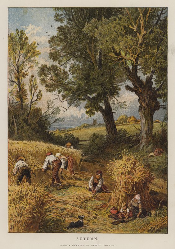 Efterår (farve litografi) af Myles Birket (after) Foster