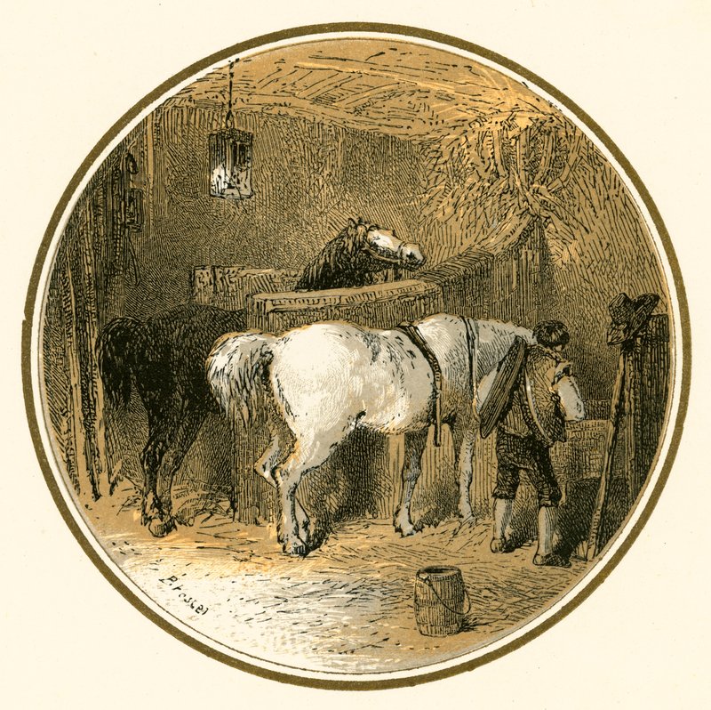Heste i stalden af Myles Birket Foster