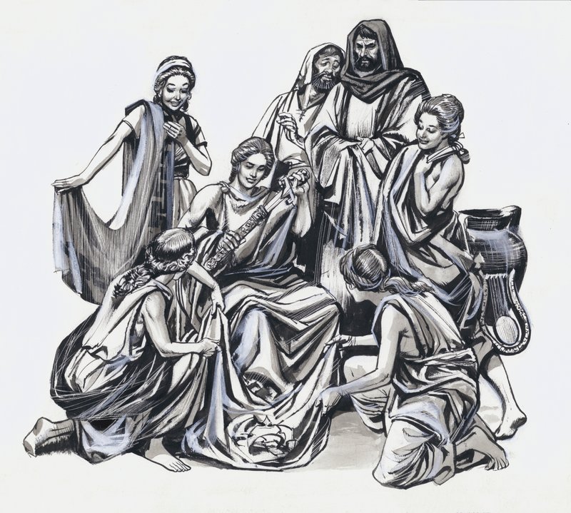 Achilleus og Odysseus (gouache på papir) af Nadir Quinto