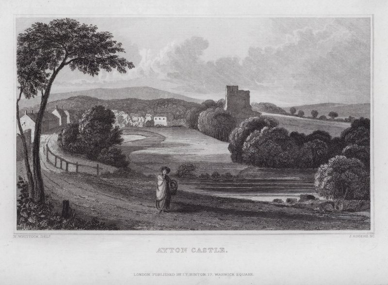 Ayton Castle (gravering) af Nathaniel (after) Whittock