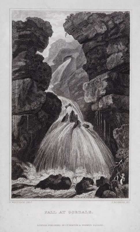 Fall at Gordale (gravering) af Nathaniel (after) Whittock