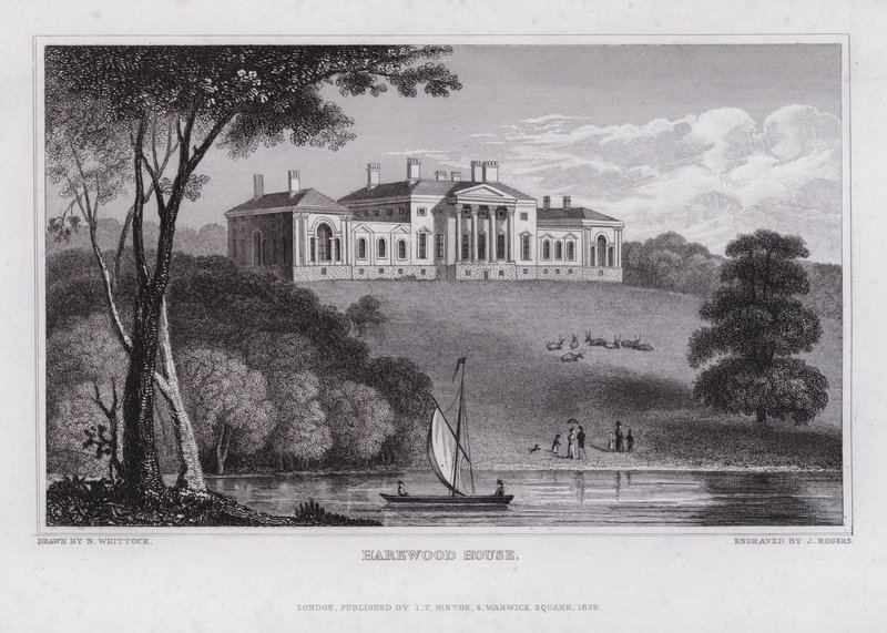 Harewood House (gravering) af Nathaniel (after) Whittock