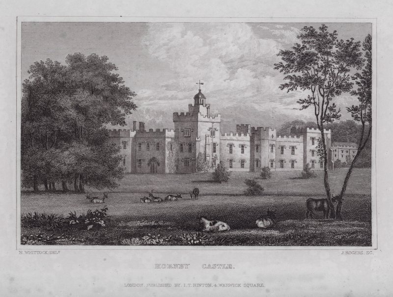 Hornby Castle (gravering) af Nathaniel (after) Whittock