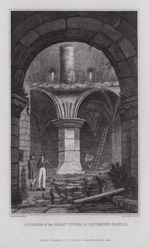 Interiør af Great Tower of Richmond Castle (gravering) af Nathaniel (after) Whittock