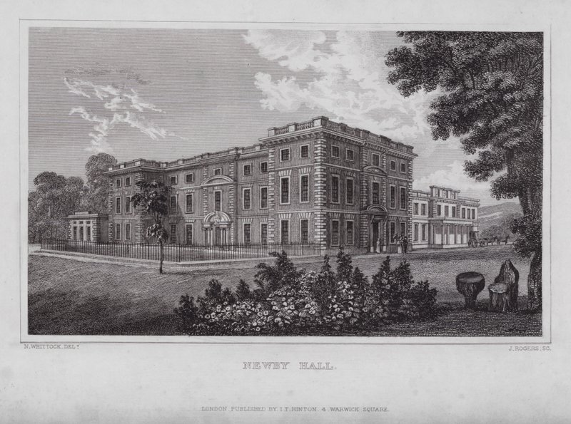 Newby Hall (gravering) af Nathaniel (after) Whittock