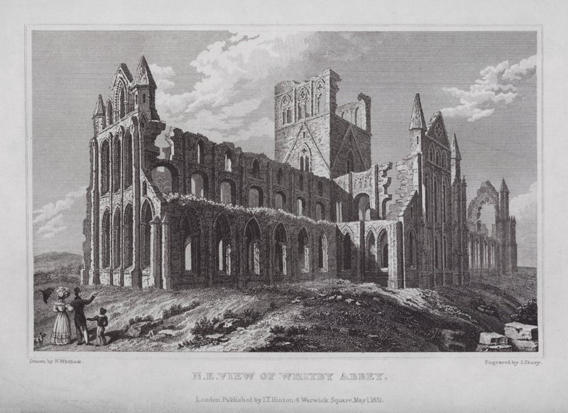 North East View af Whitby Abbey (gravering) af Nathaniel (after) Whittock