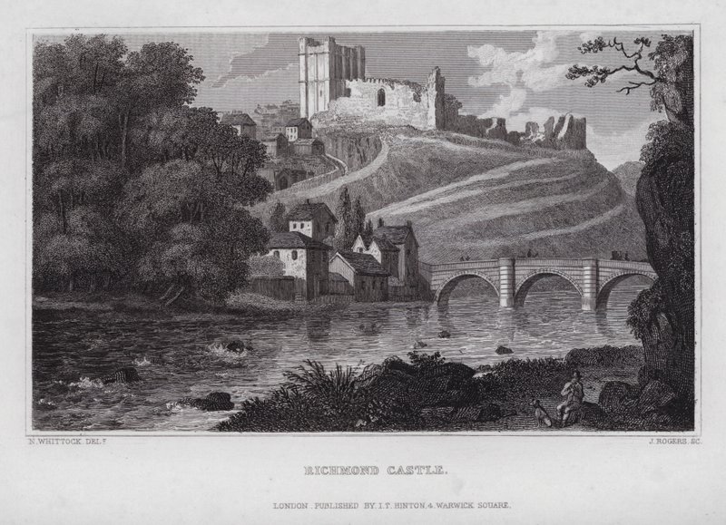 Richmond Castle (gravering) af Nathaniel (after) Whittock