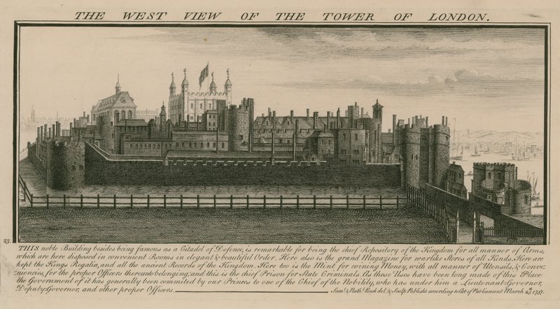 Den vestlige udsigt over Tower of London af Nathaniel and Samuel Buck