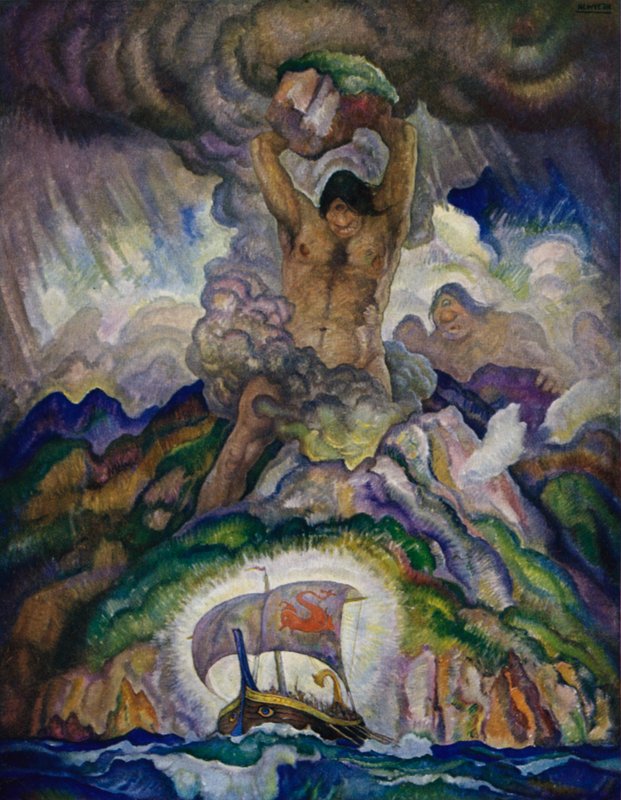 Odyssey: Polyphemus, Kyklopen af Newell Convers Wyeth