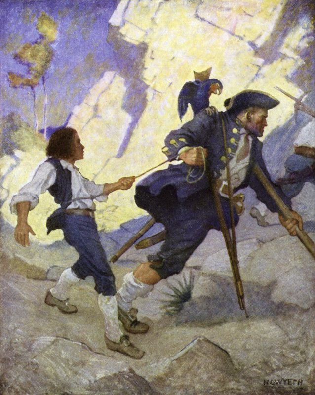 Illustration til Treasure Island af Newell Convers Wyeth
