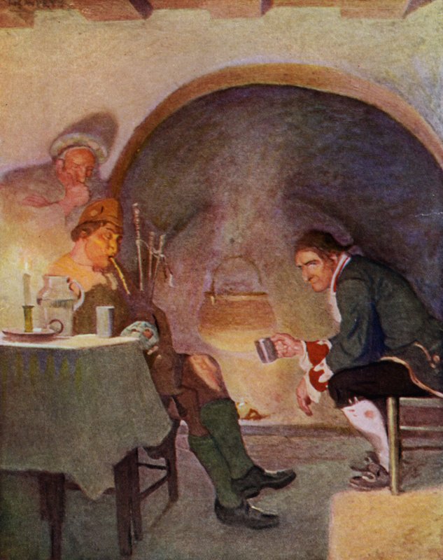 Illustration til Kidnapped af Robert Louis Stevenson (farve litho) af Newell Convers (after) Wyeth