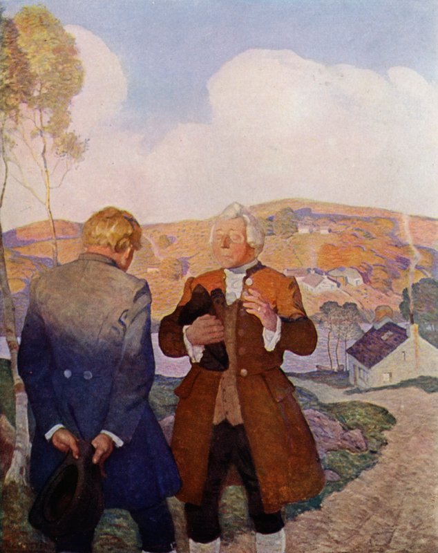 Illustration til Kidnapped af Robert Louis Stevenson (farve litho) af Newell Convers (after) Wyeth