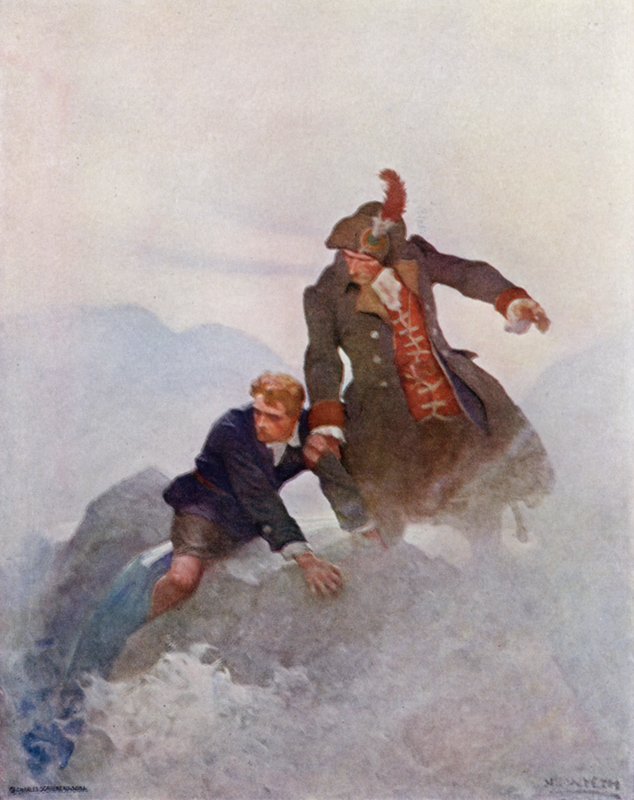 Illustration til Kidnapped af Robert Louis Stevenson (farve litho) af Newell Convers (after) Wyeth