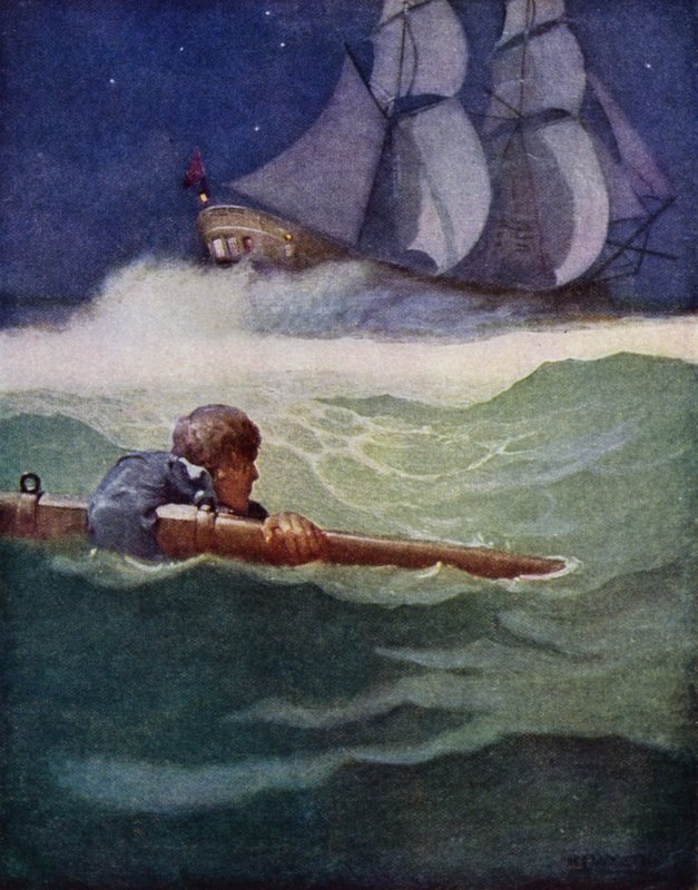 Illustration til Kidnapped af Robert Louis Stevenson (farve litho) af Newell Convers (after) Wyeth