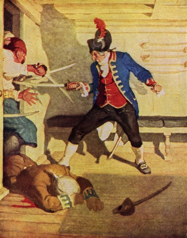 Illustration til Kidnapped af Robert Louis Stevenson (farve litho) af Newell Convers (after) Wyeth